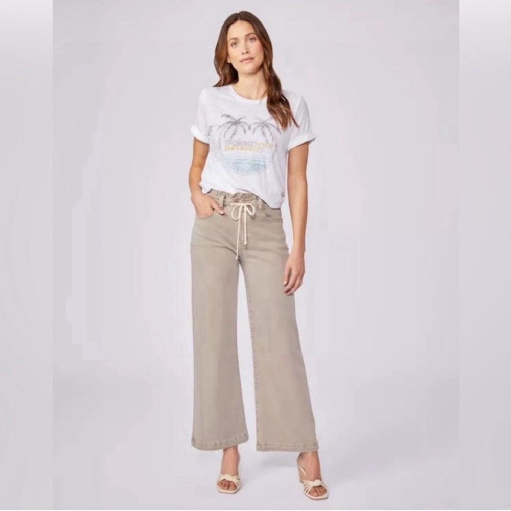 NWT PAIGE Carly Taupe Tan Wide Leg chinos khakis jeans 28